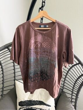 Blue Fish Brown Tee with Teal & Dusty Pink Graphic 0/Small